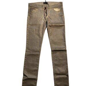 Richmond Distressed Army Green Cotton Coated Skinny Pants Sz 42 NWT